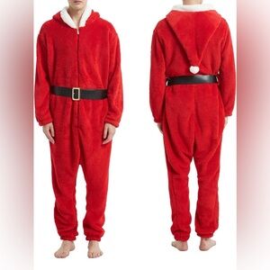 Santa Onesie Adult Costume with Hood